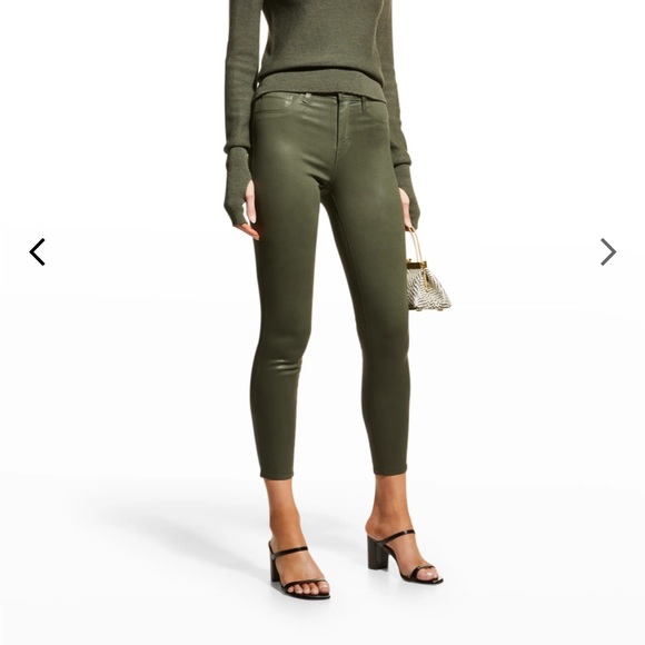 NWOT 27 L'Agence Margot Coated High-Rise Skinny Jeans $265 Green Ivy - Picture 1 of 12